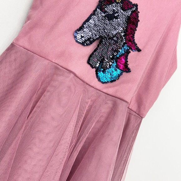 Rare Editions Unicorn Sequin Tulle Pink Girls Dress Size 6 - Picture 3 of 3